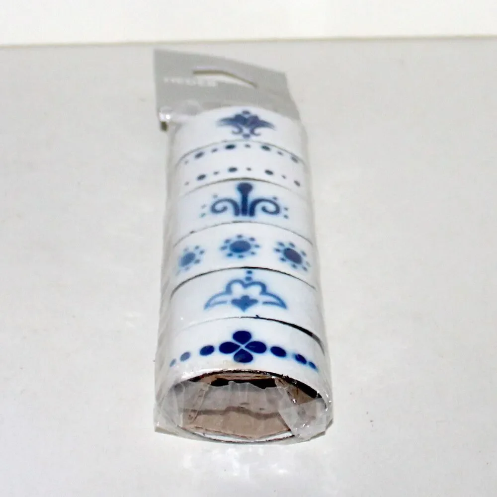 Ikea Heder 6 Napkin Rings metal enamel white blue NEW Katarina Brieditis scandi